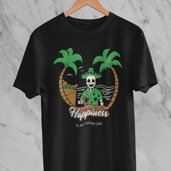 Happiness Is A Inside Job | Gildan | Graphic T-shirt | Custom Made | Black - Picture 1 of 1